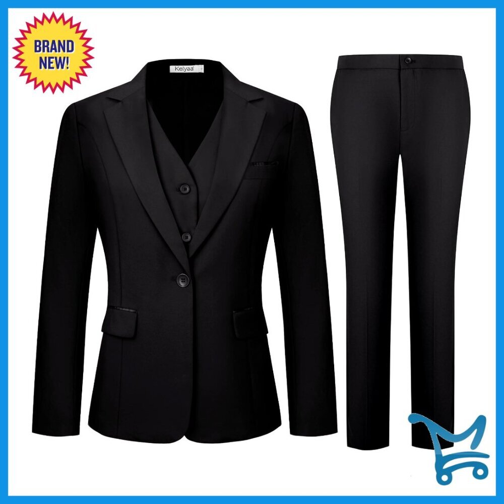 Slim Fit 3-Piece Suit Set Blazer Vest Pants Business Casual Office Wear